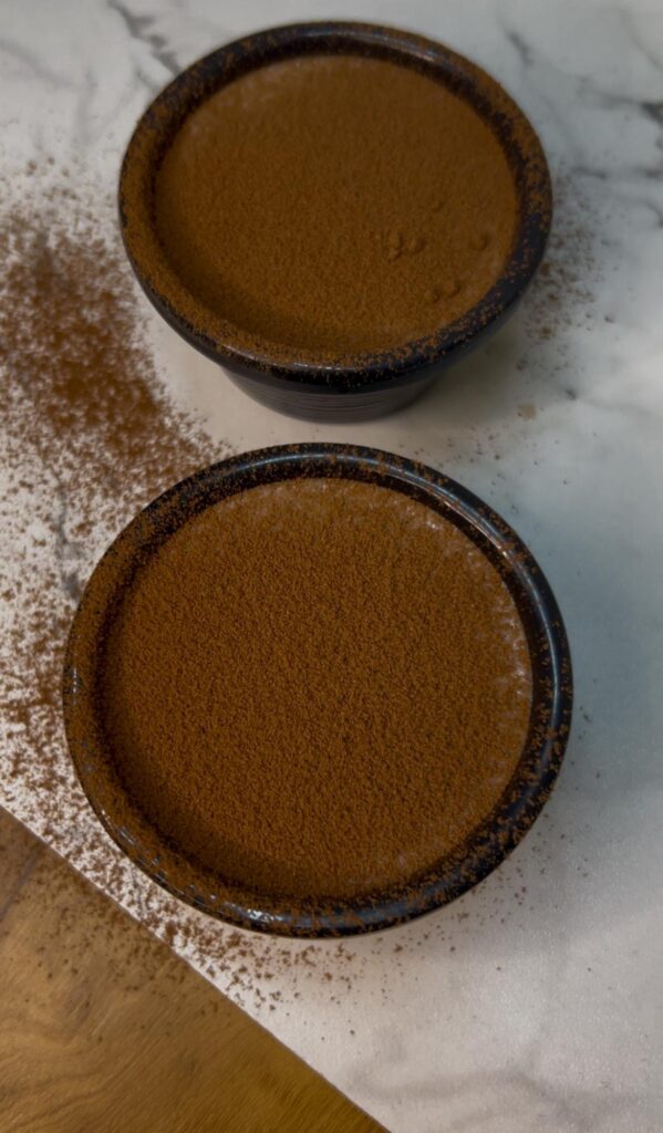 Rich and creamy chocolate mousse served in glass cups