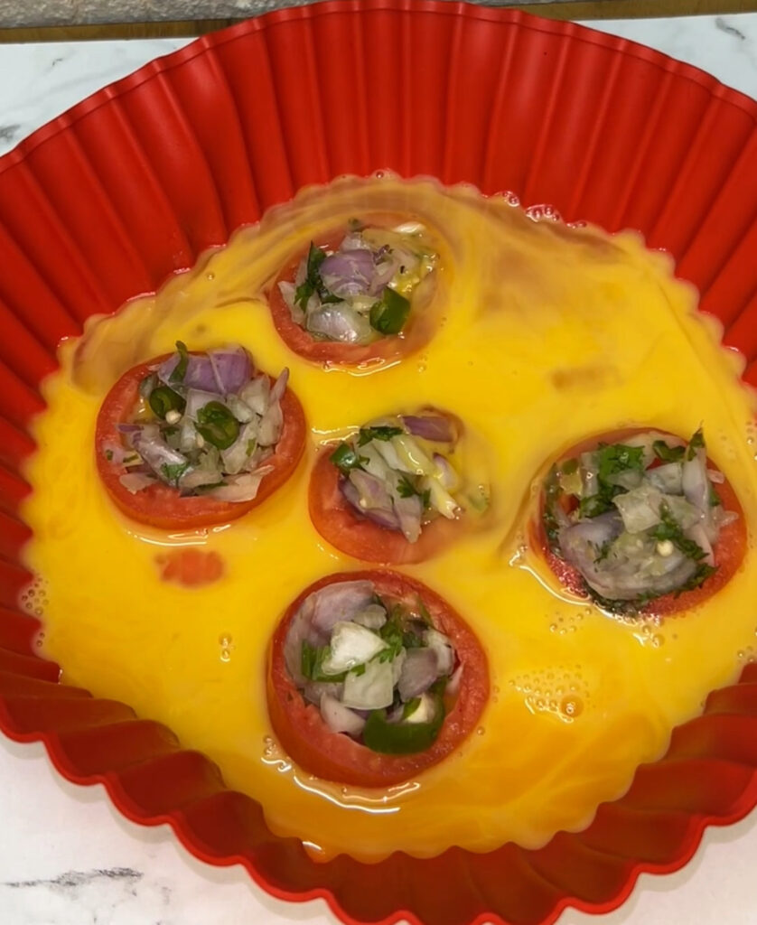Sliced Spanish omelet showing layers of potatoes and eggs