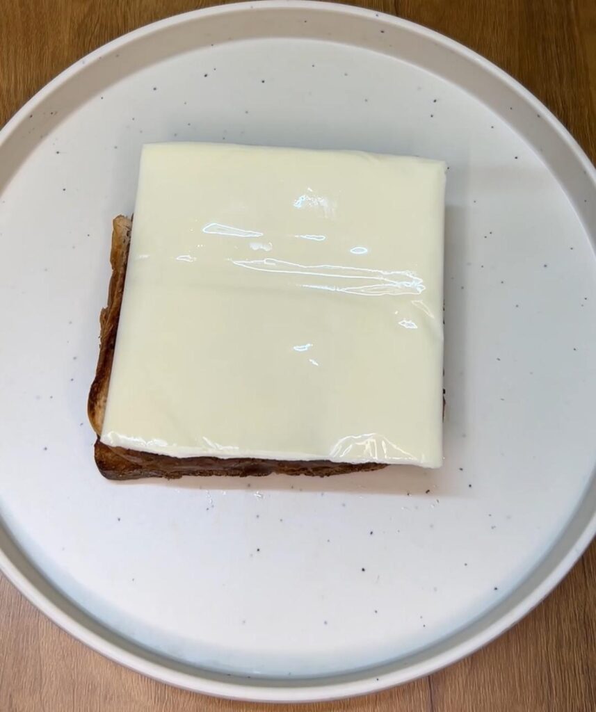 Close-up of a freshly made honey banana sandwich on whole grain bread