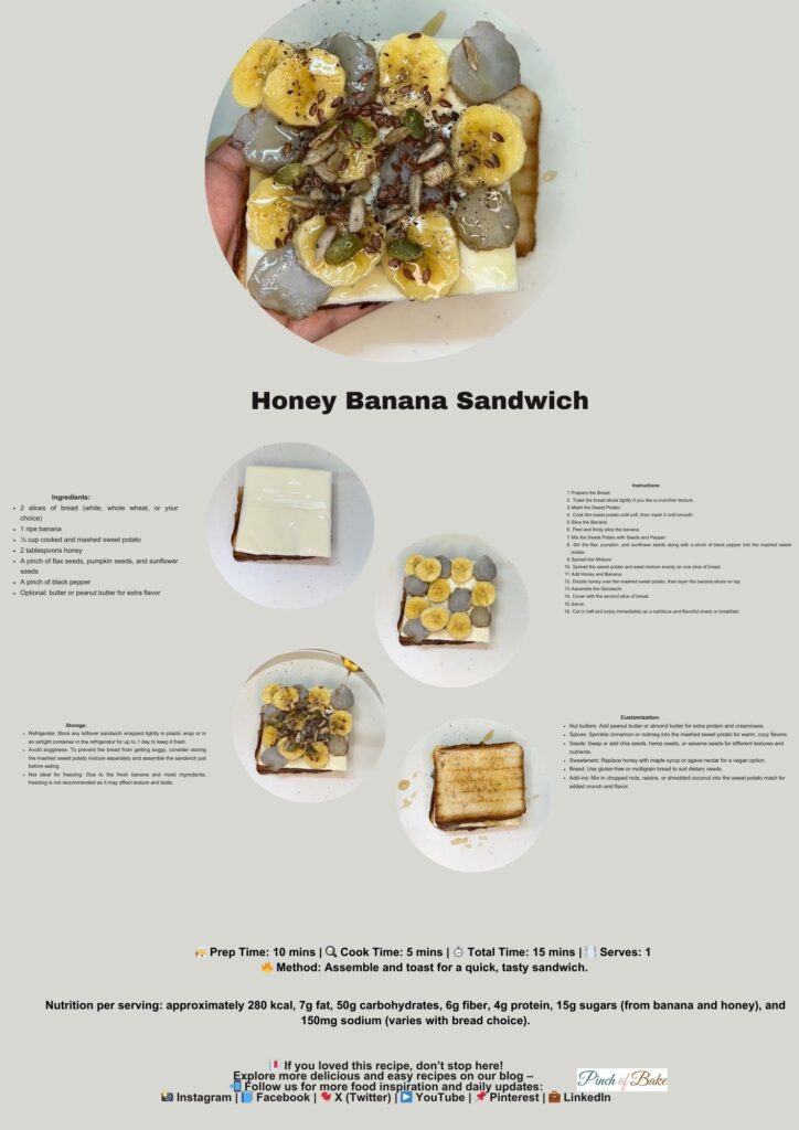 Golden toasted bread layered with ripe bananas and honey drizzle