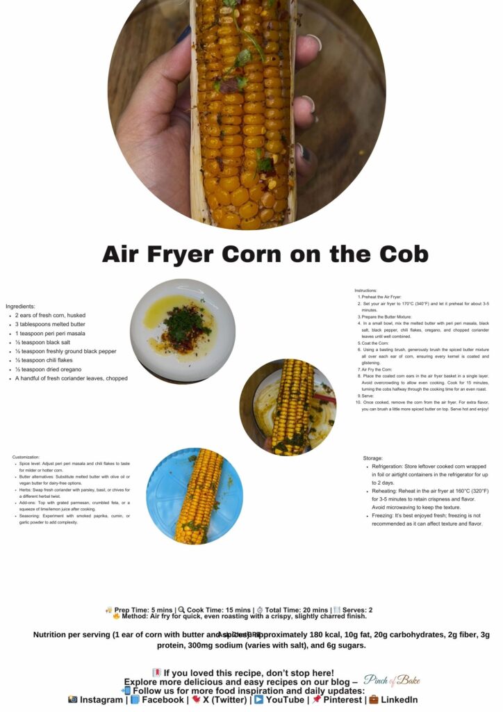 Step-by-step process of making corn on the cob in an air fryer