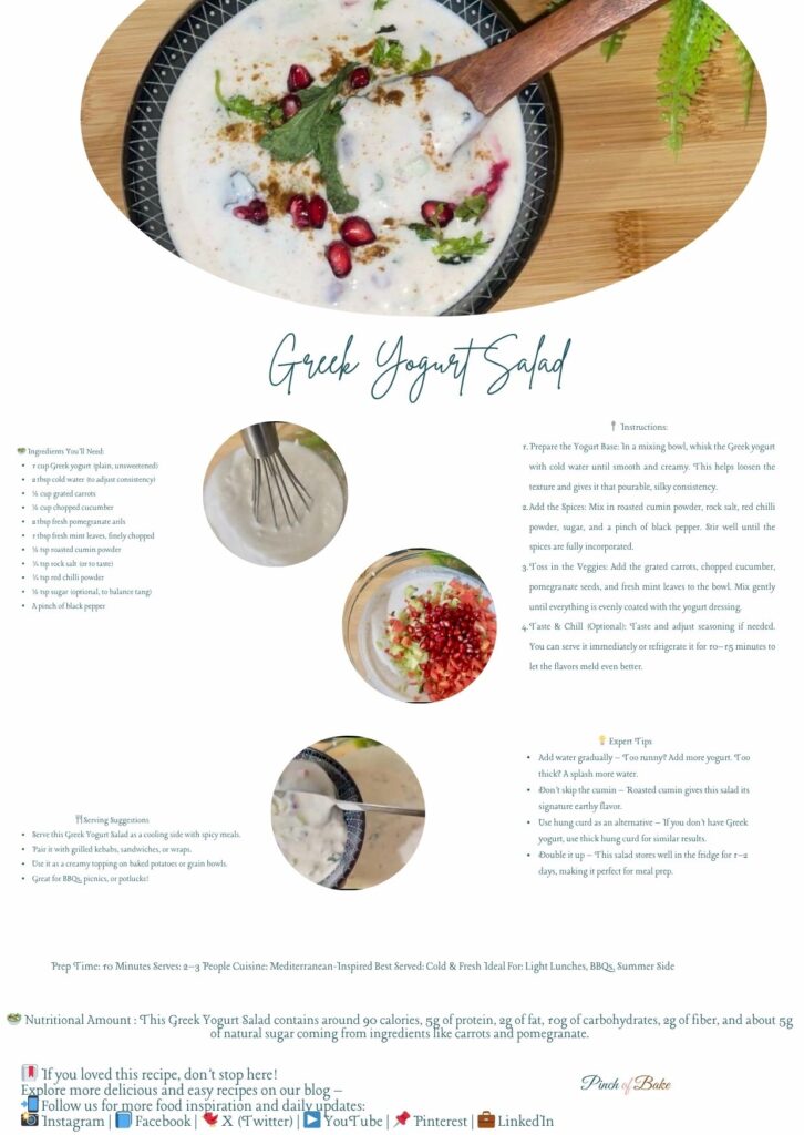 Low-calorie Greek yogurt salad in a white bowl with a wooden spoon