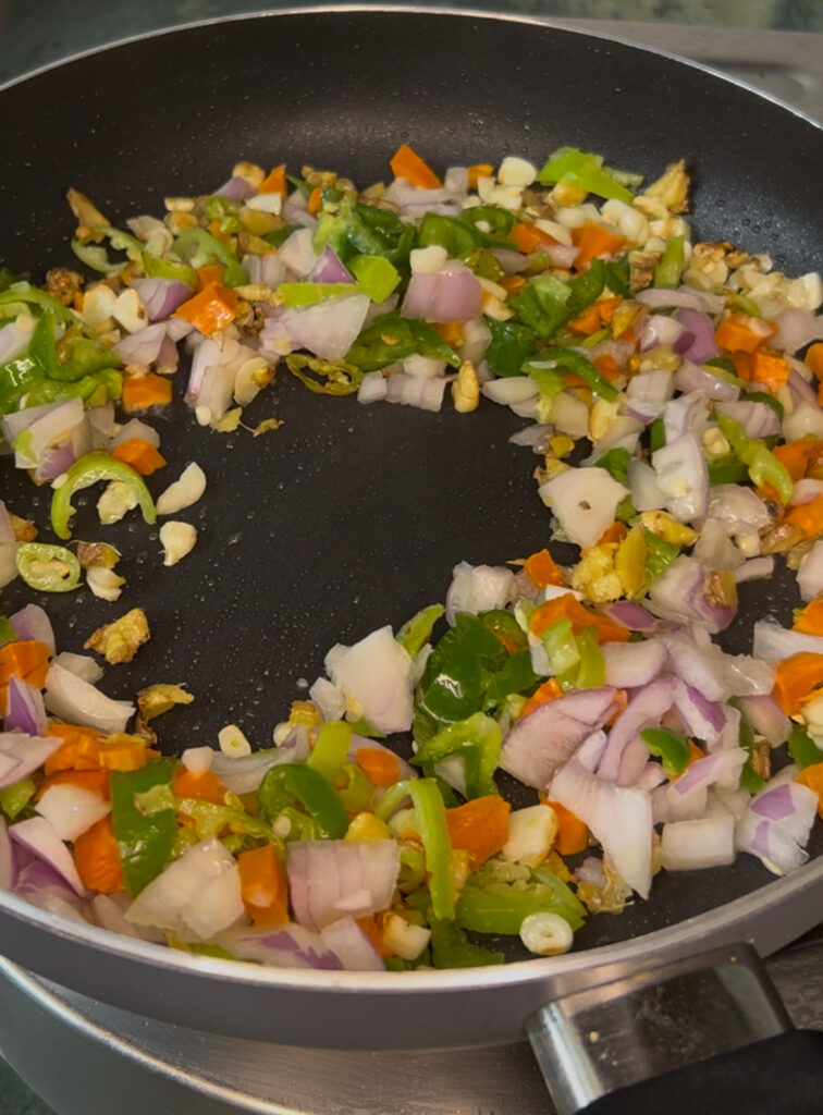 Healthy tofu stir-fry with colorful bell peppers