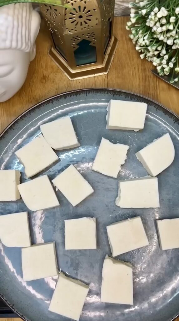 Healthy air fryer tofu cubes with dipping sauce