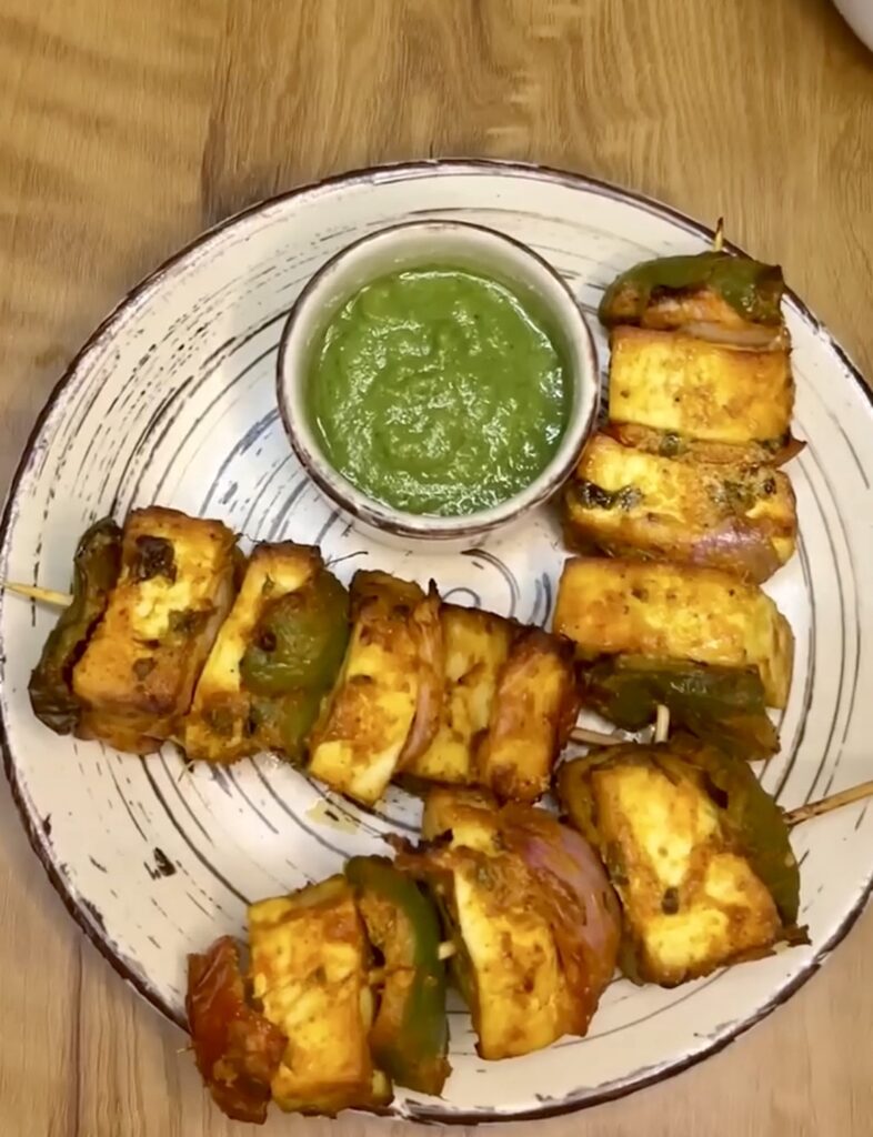 Crispy golden air fryer tofu served in a bowl