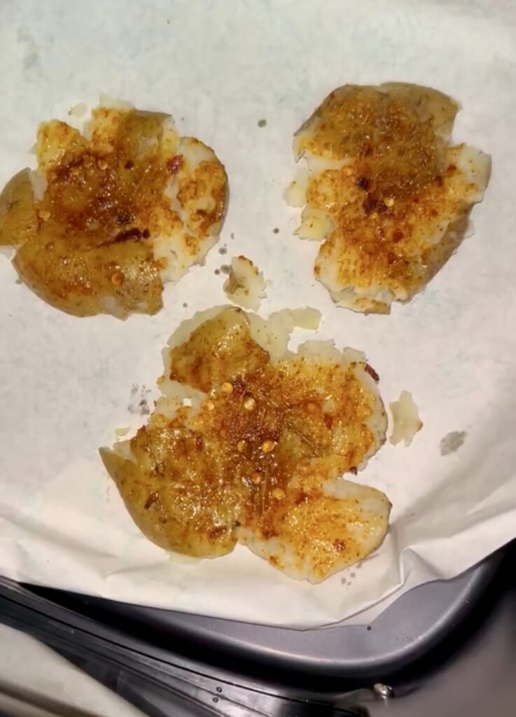 Healthy baked potatoes with olive oil and sea salt